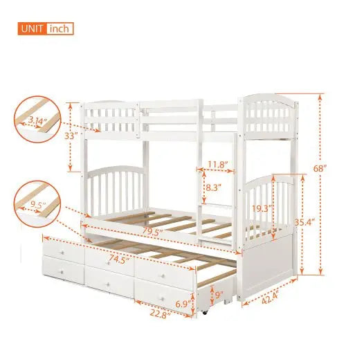 Bellemave Twin Trundle Bed with 3 Drawers for Teens Bedroom - Bellemave