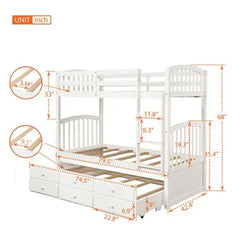 Bellemave Twin Trundle Bed with 3 Drawers for Teens Bedroom - Bellemave