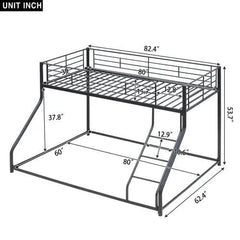 Bellemave® Twin XL over Queen Metal Floor Bunk Bed - Bellemave