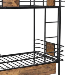 Bellemave® Twin XL Size Metal Bunk Bed with MDF Board Guardrail and 2 Drawers - Bellemave