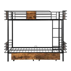 Bellemave® Twin XL Size Metal Bunk Bed with MDF Board Guardrail and 2 Drawers - Bellemave