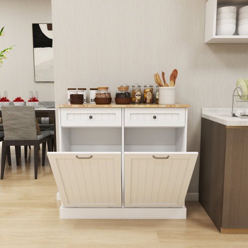 Bellemave Two Drawers and Two-Compartment Tilt-Out Trash Cabinet - Bellemave