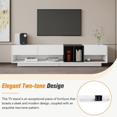 Bellemave Two-tone media console for TVS up to 80 inches, functional TV cabinet with living room multi-purpose compartment - Bellemave