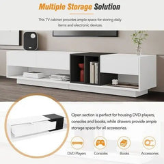 Bellemave® Two - tone media console for TVS up to 80 inches, functional TV cabinet with living room multi - purpose compartment - Bellemave