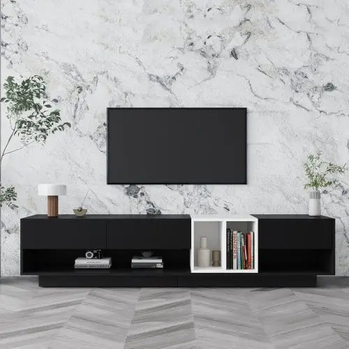 Bellemave® Two - tone media console for TVS up to 80 inches, functional TV cabinet with living room multi - purpose compartment - Bellemave