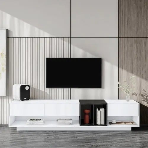 Bellemave® Two - tone media console for TVS up to 80 inches, functional TV cabinet with living room multi - purpose compartment - Bellemave