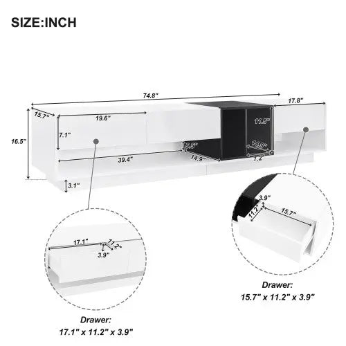 Bellemave® Two - tone media console for TVS up to 80 inches, functional TV cabinet with living room multi - purpose compartment - Bellemave