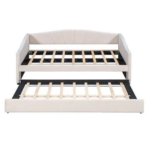 Bellemave Upholstered Daybed Sofa Bed Twin Size With Trundle Bed and Wood Slat - Bellemave