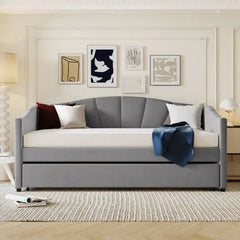 Bellemave Upholstered Daybed Sofa Bed Twin Size With Trundle Bed and Wood Slat - Bellemave