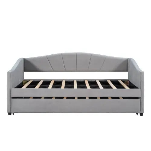 Bellemave Upholstered Daybed Sofa Bed Twin Size With Trundle Bed and Wood Slat - Bellemave