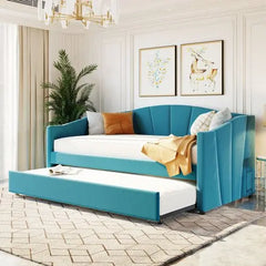 Bellemave Upholstered Daybed Sofa Bed Twin Size With Trundle Bed and Wood Slat - Bellemave