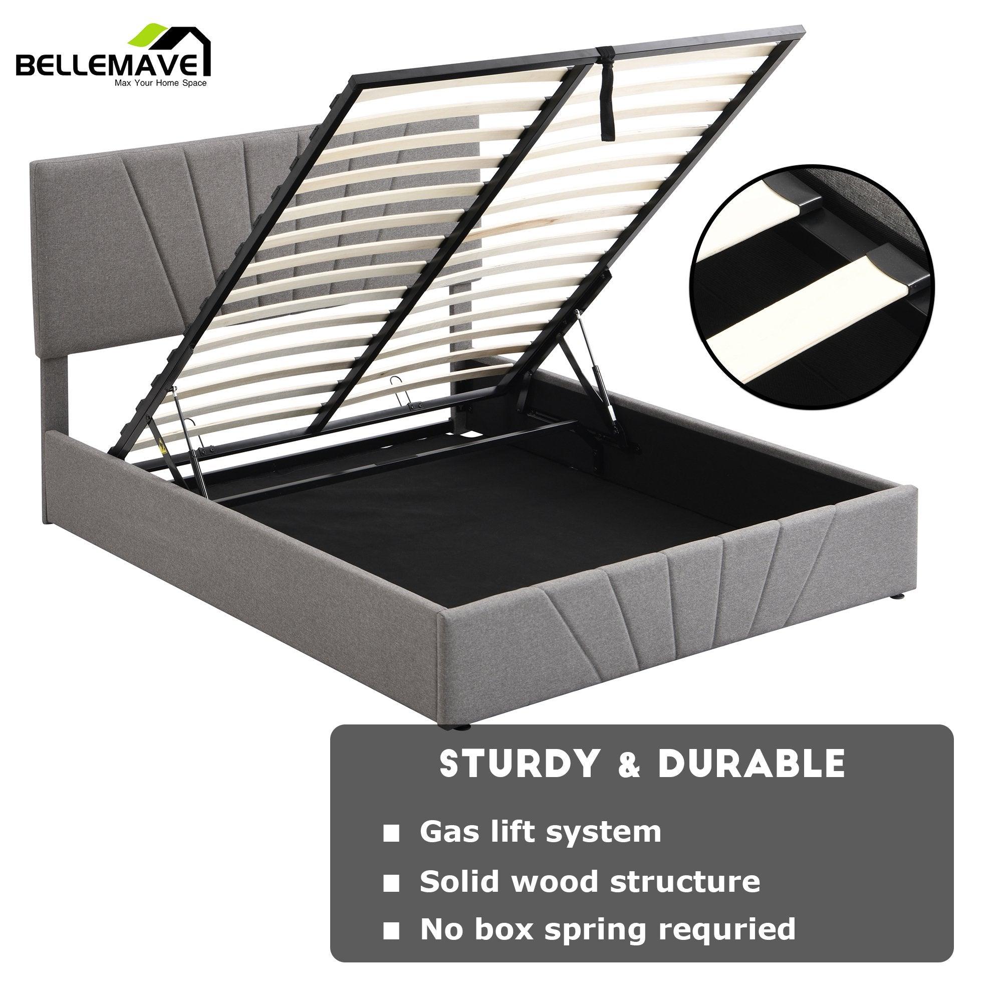 Bellemave Upholstered Platform bed with a Hydraulic Storage - Bellemave