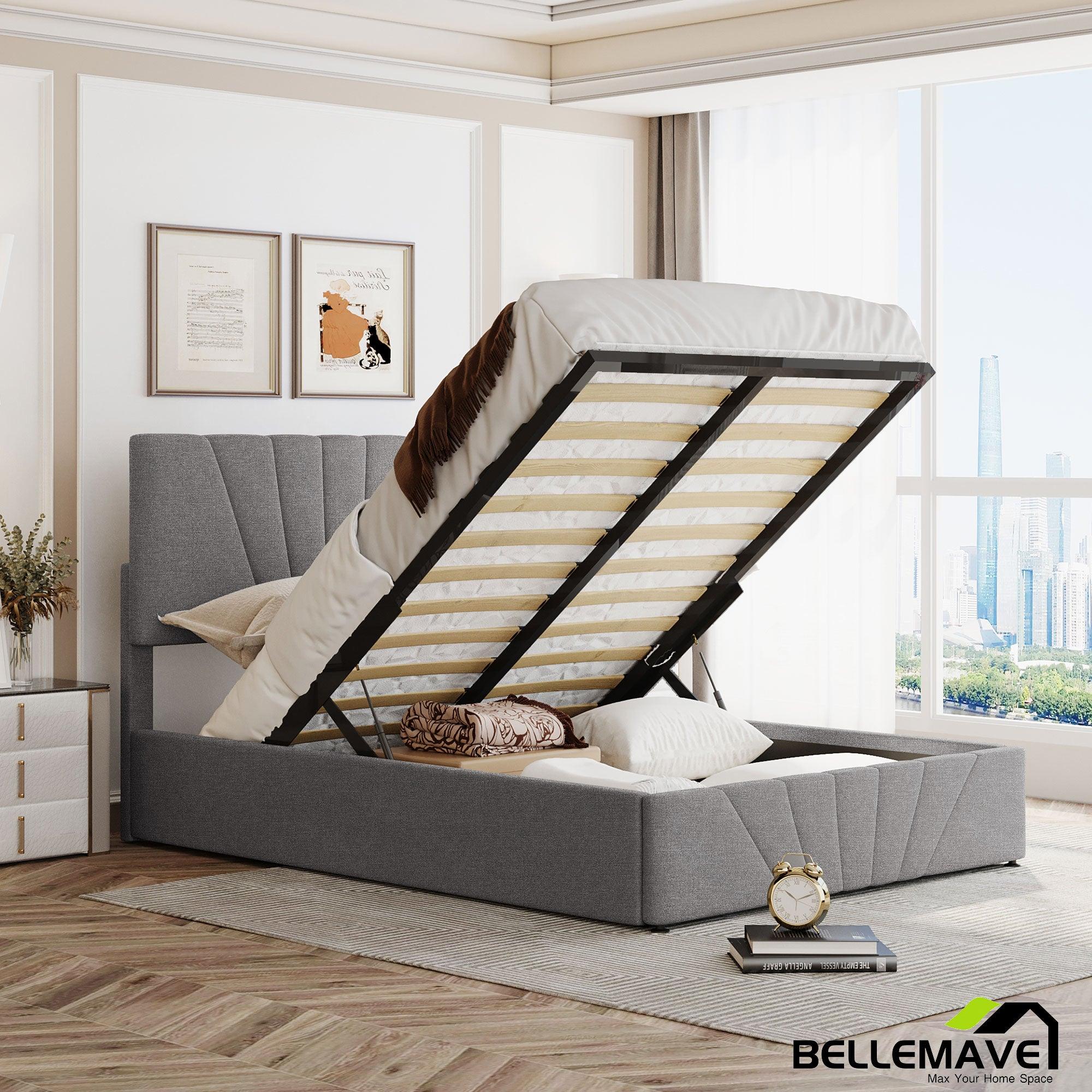 Bellemave Upholstered Platform bed with a Hydraulic Storage - Bellemave