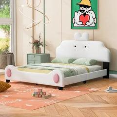 Bellemave Upholstered Platform Bed with Cartoon Headboard and Footboard - Bellemave