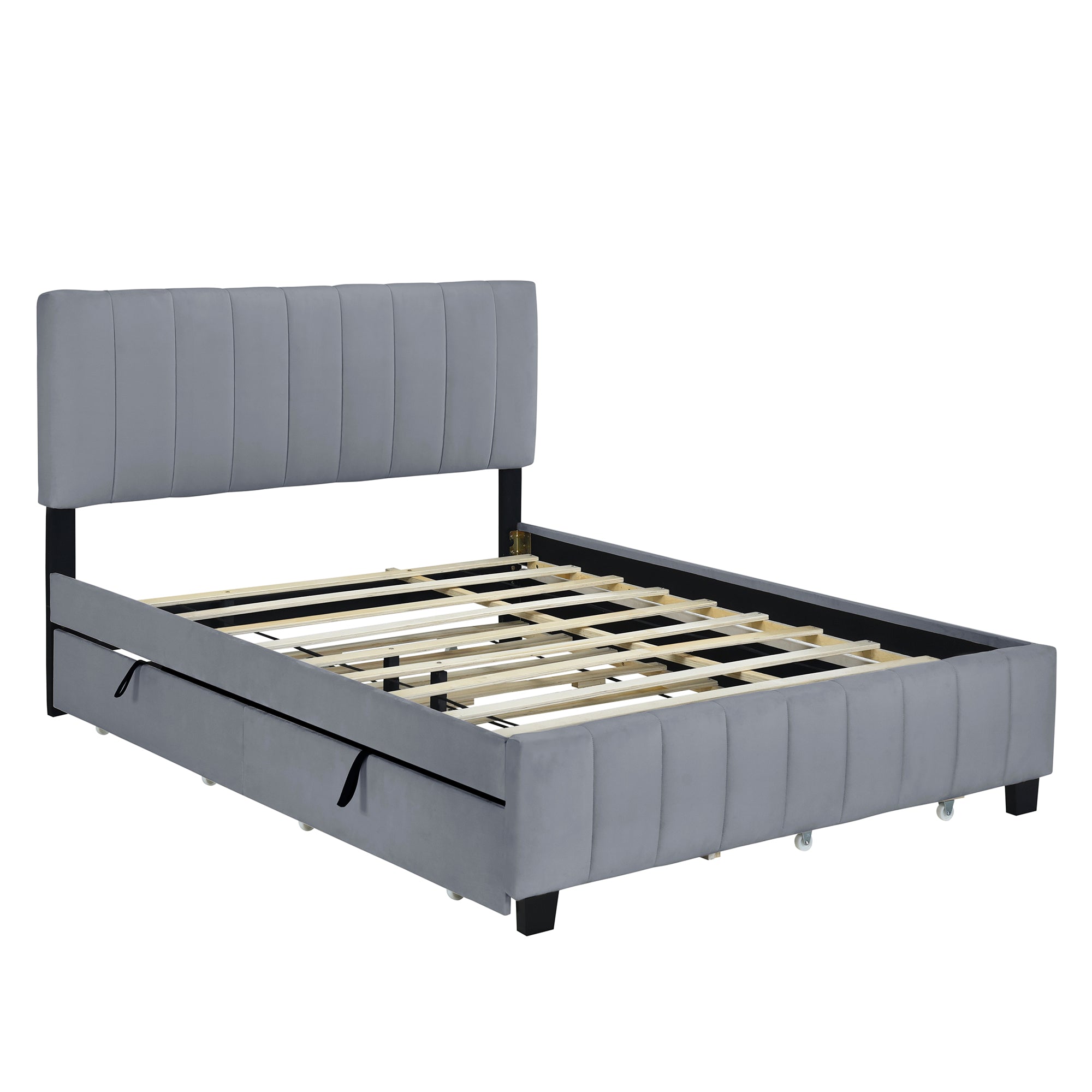 Bellemave Velvet Upholstered Platform Bed w/2 Drawers and 1 Twin XL Trundle - Bellemave
