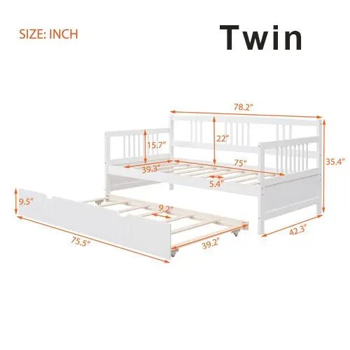 Bellemave® Wood Daybed Bed with Trundle - Bellemave