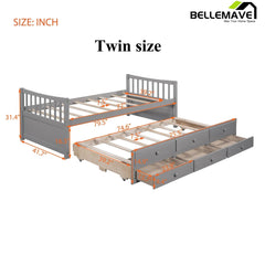Bellemave® Wood Daybed with Trundle and Drawers - Bellemave