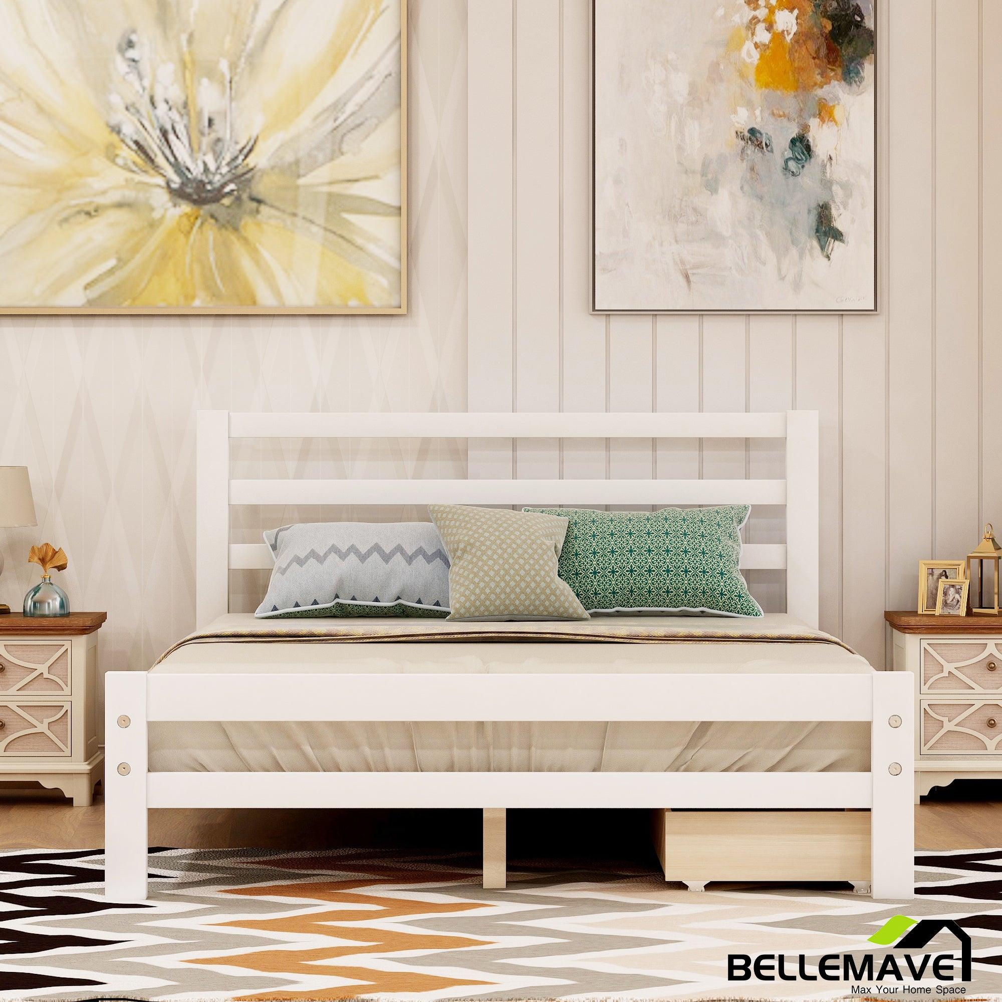 Bellemave Wood Platform Bed with 2 Drawers - Bellemave
