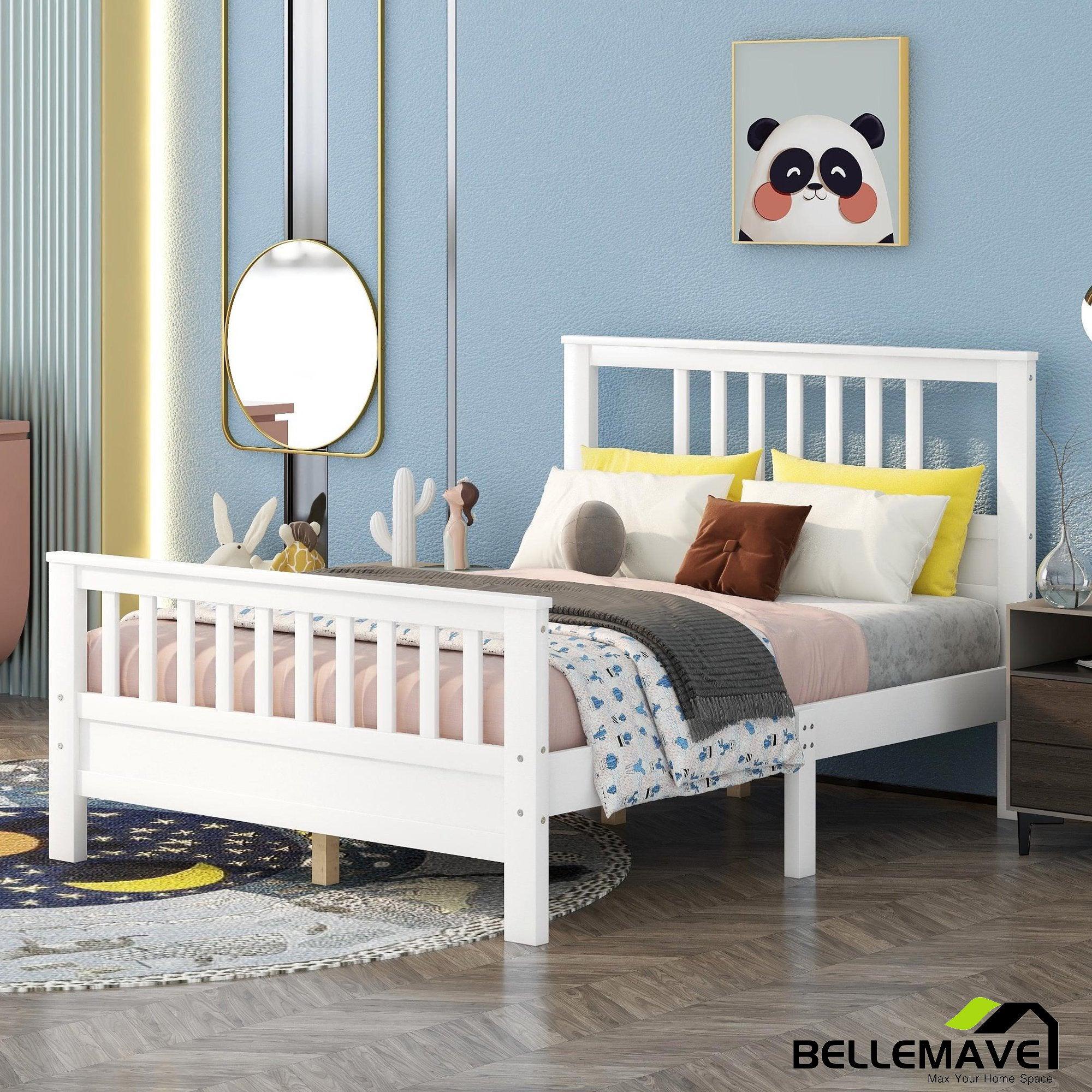 Bellemave Wood Platform Bed with Headboard and Footboard（Adequate stock） - Bellemave