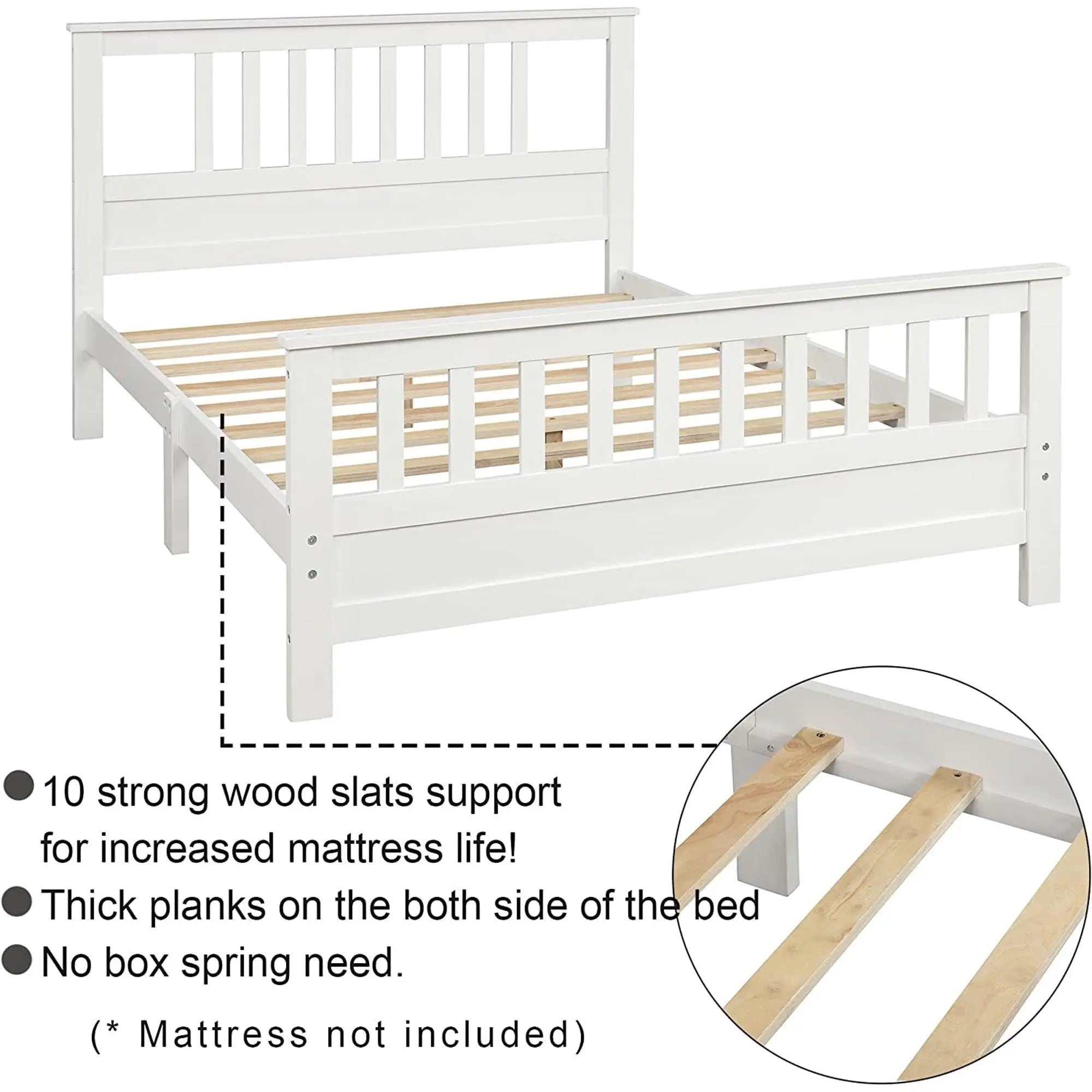 Bellemave Wood Platform Bed with Headboard and Footboard（Adequate stock） - Bellemave