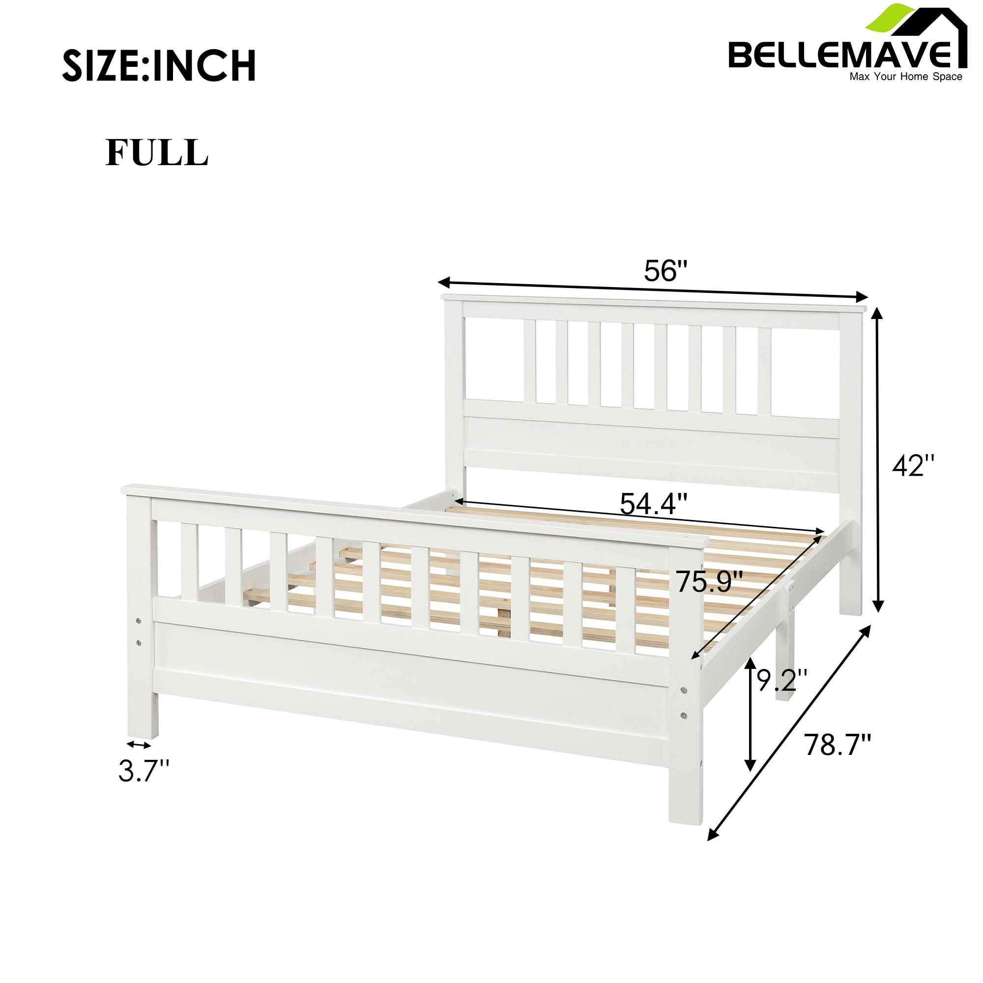 Bellemave Wood Platform Bed with Headboard and Footboard（Adequate stock） - Bellemave
