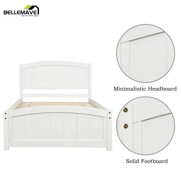 Bellemave Wood Platform Bed with Headboard,Footboard and Wood Slat Support - Bellemave