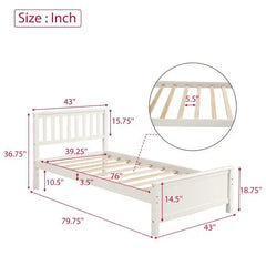 Bellemave Wood Platform Bed with Headboard,Footboard and Wood Slat Support - Bellemave