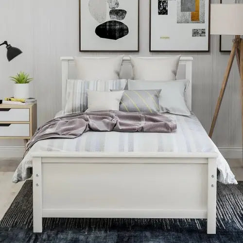 Bellemave Wood Platform Bed with Headboard,Footboard and Wood Slat Support - Bellemave