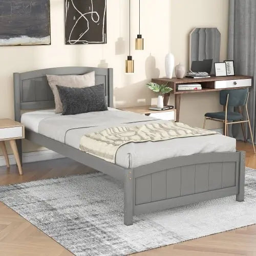 Bellemave Wood Platform Bed with Headboard,Footboard and Wood Slat Support - Bellemave