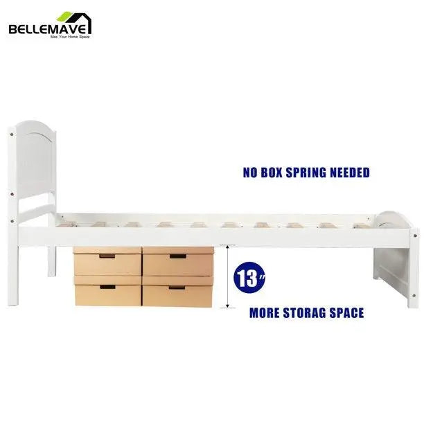 Bellemave Wood Platform Bed with Headboard,Footboard and Wood Slat Support - Bellemave