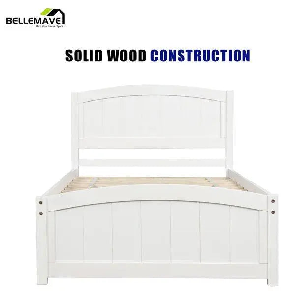 Bellemave Wood Platform Bed with Headboard,Footboard and Wood Slat Support - Bellemave