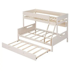 Bellemave Wood Twin over Full Bunk Bed with Storage Shelves and Twin Size Trundle - Bellemave