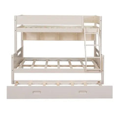 Bellemave Wood Twin over Full Bunk Bed with Storage Shelves and Twin Size Trundle - Bellemave