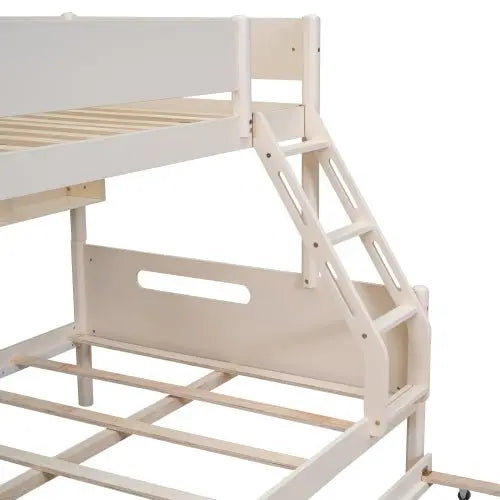 Bellemave Wood Twin over Full Bunk Bed with Storage Shelves and Twin Size Trundle - Bellemave