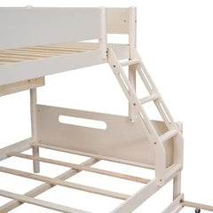 Bellemave Wood Twin over Full Bunk Bed with Storage Shelves and Twin Size Trundle - Bellemave