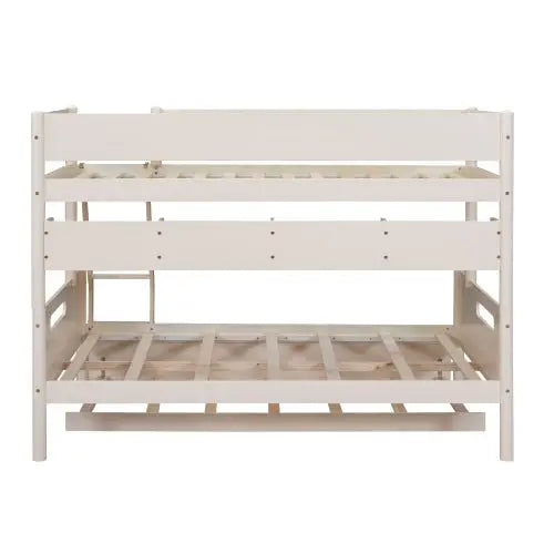 Bellemave Wood Twin over Full Bunk Bed with Storage Shelves and Twin Size Trundle - Bellemave