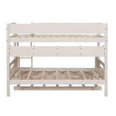 Bellemave Wood Twin over Full Bunk Bed with Storage Shelves and Twin Size Trundle - Bellemave