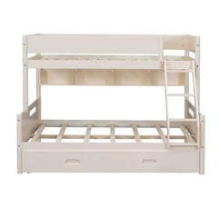 Bellemave Wood Twin over Full Bunk Bed with Storage Shelves and Twin Size Trundle - Bellemave