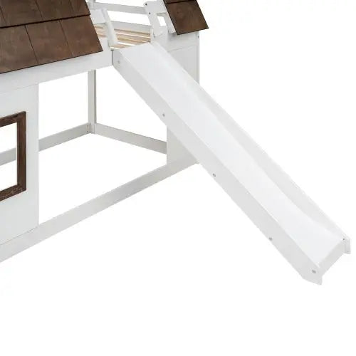 Bellemave Wood Twin Size House Bunk Bed with Roof - Bellemave