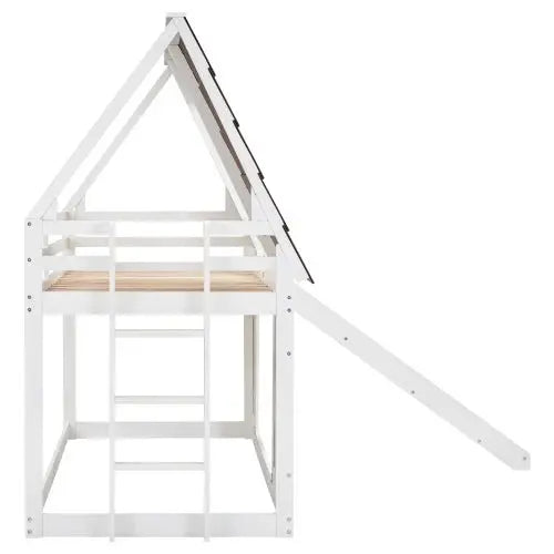 Bellemave Wood Twin Size House Bunk Bed with Roof - Bellemave