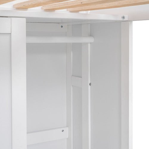 Bellemave Wood Twin Size Loft bed with Multiple Storage Shelves and Wardrobe - Bellemave