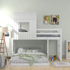 Bellemave Wooden double bed, loft bed with ladder and guardrail - Bellemave