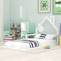 Bellemave Wooden floor bed with house shaped headboard - Bellemave