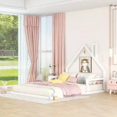 Bellemave Wooden floor bed with house shaped headboard - Bellemave