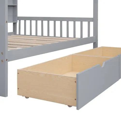 Bellemave Wooden Full Size House Bed with 2 Drawers - Bellemave