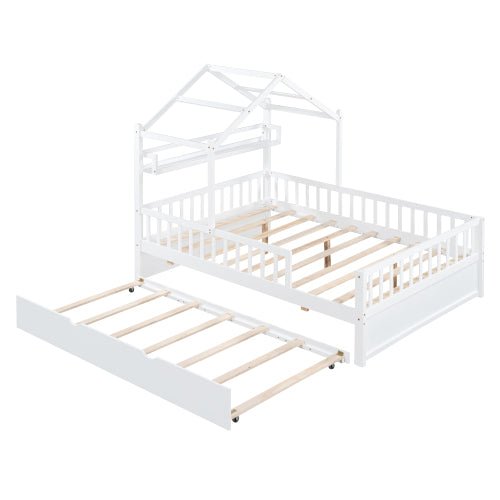 Bellemave Wooden Full Size House Bed with Twin Size Trundle - Bellemave