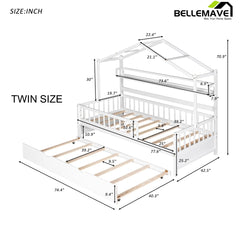 Bellemave Wooden House Bed with Trundle - Bellemave