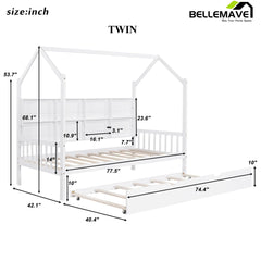 Bellemave Wooden House Bed with Trundle - Bellemave