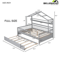 Bellemave Wooden House Bed with Trundle - Bellemave