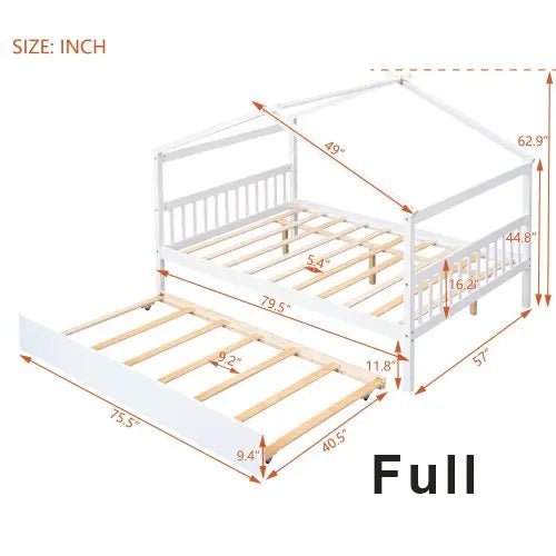 Bellemave® Wooden House Bed with Trundle Bed - Bellemave